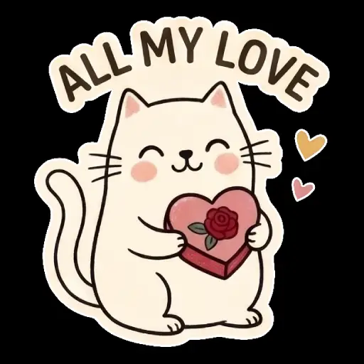 Hello, my love, cat, cat lover, romantic, love, cute, WhatsApp stickers, stickers, love message be mine (1)